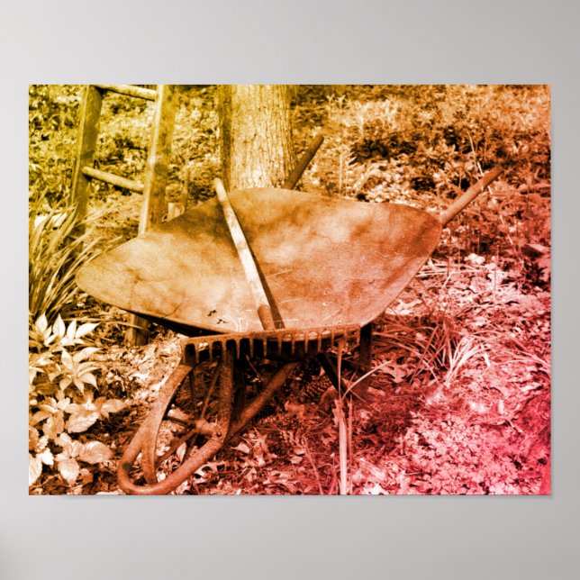 Affiche Outils De Jardin Routeux En Noir Et Blanc (Devant)