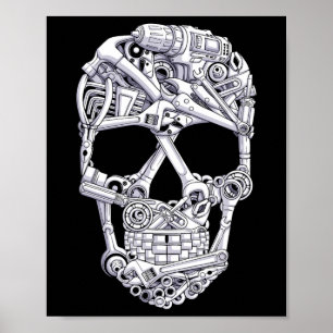 Affiche Outils mécaniques Garage du crâne Halloween Costum