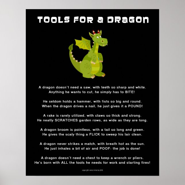Affiche Outils pour un Dragon Poème original Grand (Devant)