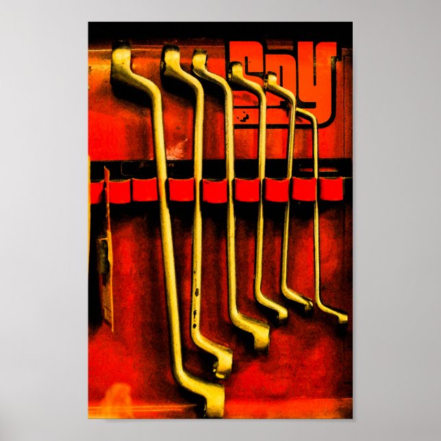 Affiche Outils Spanners Garage Vélos Voitures Fixation (Devant)