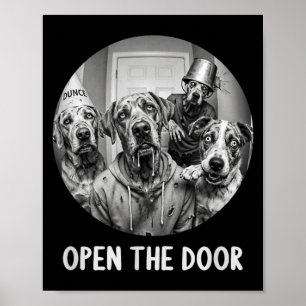 Affiche Ouvrez la porte chiens zombies drôles de chien d'H