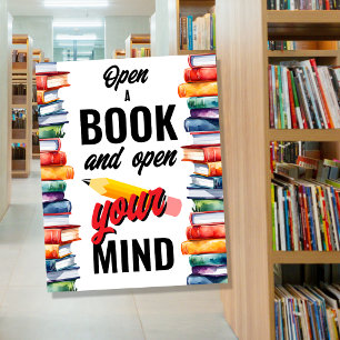 Affiche Ouvrez un livre et ouvrez votre esprit bibliothèqu