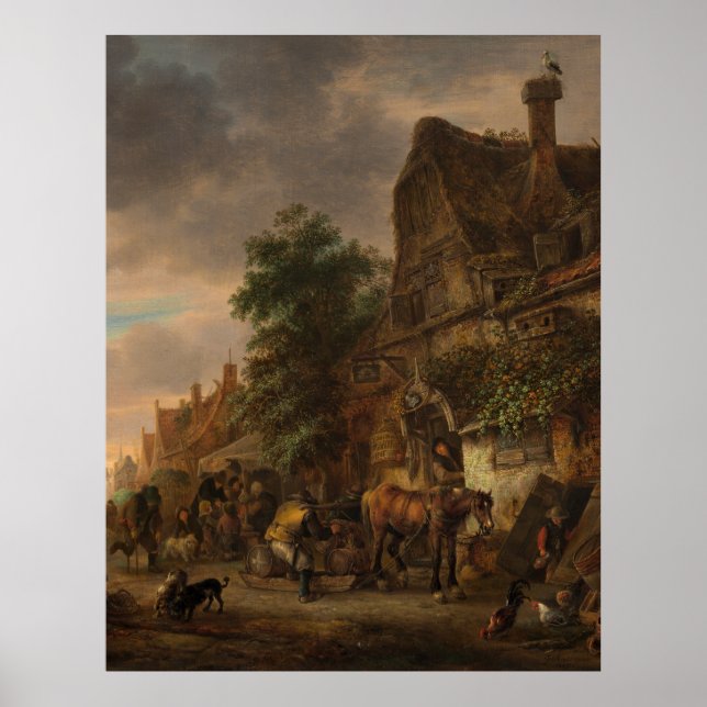 Affiche Ouvriers avant une auberge par Isack van Ostade (Devant)