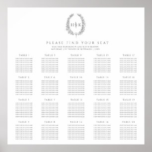 Affiche Oval gris fusain blanc 20 tables mariages plan