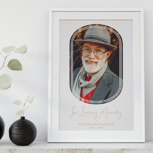 Affiche Ovale minimaliste moderne effet photo funérailles