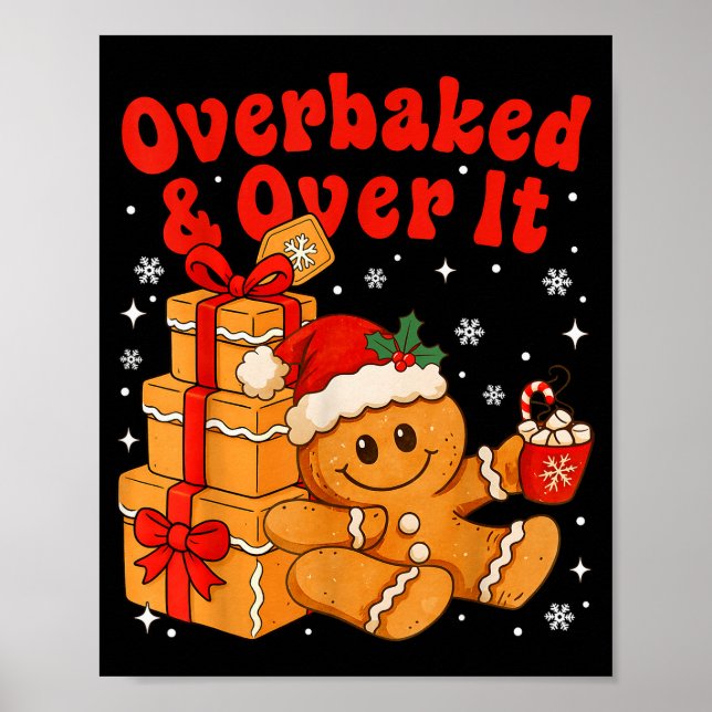 Affiche Overbaked And Over It Christmas Funny Cookies Ging (Devant)