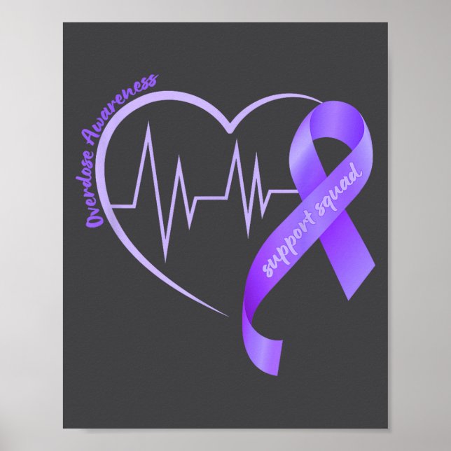 Affiche Overdose Awareness Month Purple Ribbon Heart Suprt (Devant)