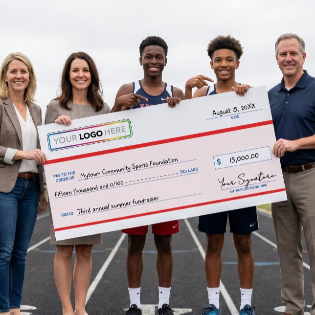 Affiche Oversized Fundraiser Check with Business Logo (Créateur téléchargé)