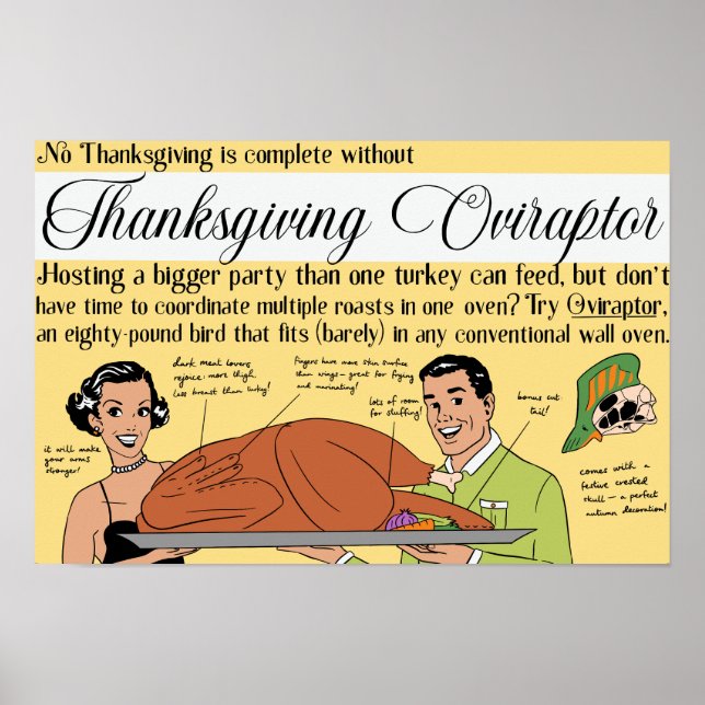 Affiche Oviraptor de Thanksgiving (Devant)