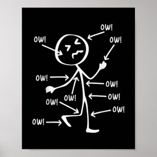 Affiche Ow Ow Ow Ow Stick Caractère Figure Douleur Chroniq