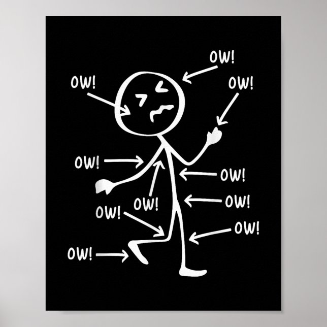 Affiche Ow Ow Ow Ow Stick Caractère Figure Douleur Chroniq (Devant)