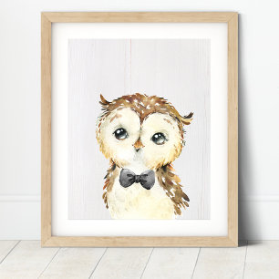 Affiche Owl Bowtie Woodland Nursery Art Imprimer