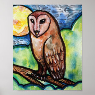 Affiche Owl Golden Moon