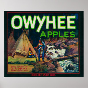 Affiche Owyhee Apple Crate LabelNampa, ID