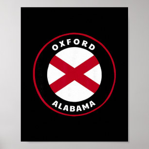 Affiche Oxford Alabama Al Drapeau de l'État Badge Vacances
