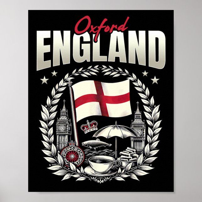 Affiche Oxford Angleterre Drapeau Souvenir Oxford Vacances (Devant)