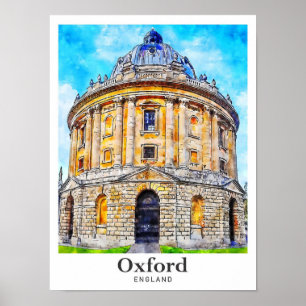 Affiche Oxford Angleterre Voyage Aquarelle Croquis main