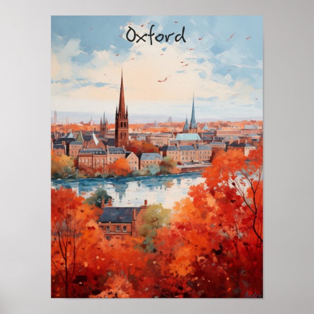 Affiche Oxford England Travel City Painting Aesthetic (Devant)