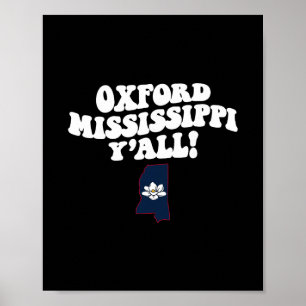 Affiche Oxford Mississippi Y'all Ms Vacances du Sud