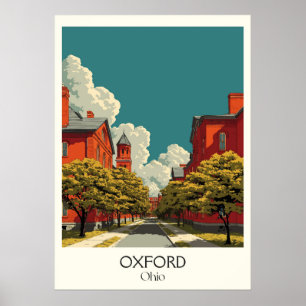 Affiche Oxford Ohio Miami University Red Hawks College Tow