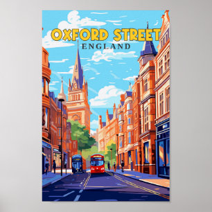Affiche Oxford Street England Travel Art Vintage