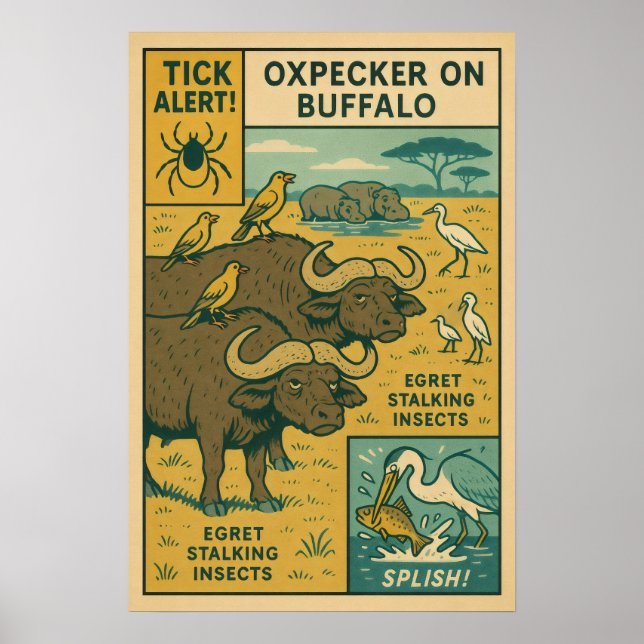 Affiche Oxpecker sur Buffalo - Équipe de lutte contre les  (Devant)