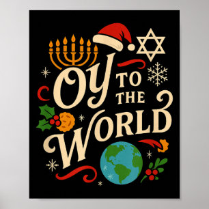 Affiche Oy pour le monde drôle Hanukkah Noël juif Ho