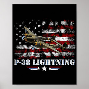 Affiche P-38 Lightning P38 2ème guerre mondiale Avion de c