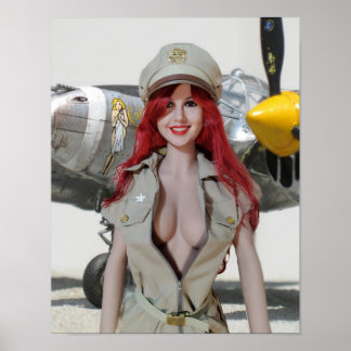 Affiche P-38 Pin-up fille
