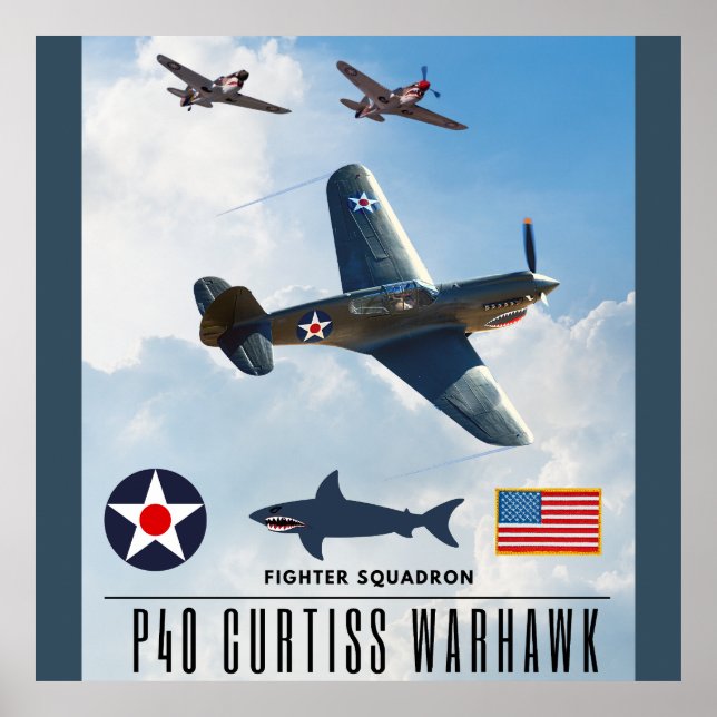 AFFICHE P-40 CURTISS WARHAWK SQUADRON (Devant)
