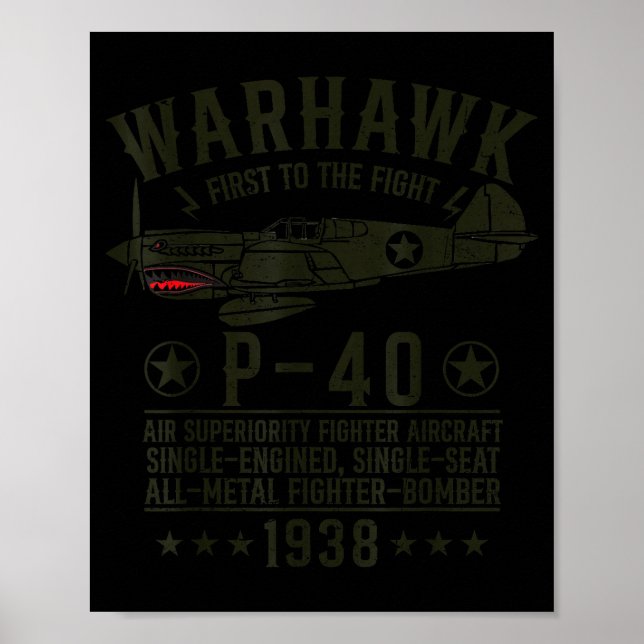 Affiche P-40 Warhawk Avion De Chasse De La Seconde Guerre  (Devant)