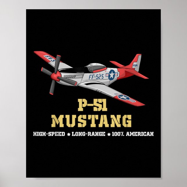 Affiche P-51 Mustang Bombe De Combat De La Seconde Guerre  (Devant)