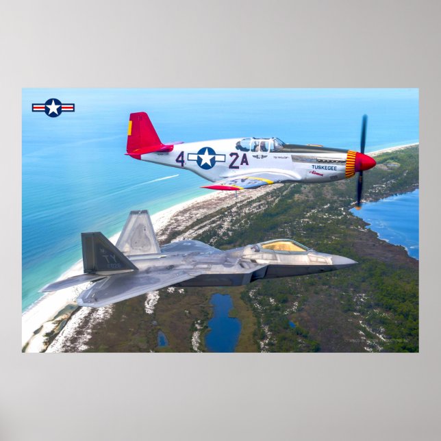 Affiche P-51B MUSTANG et F-22A RAPTOR (Devant)