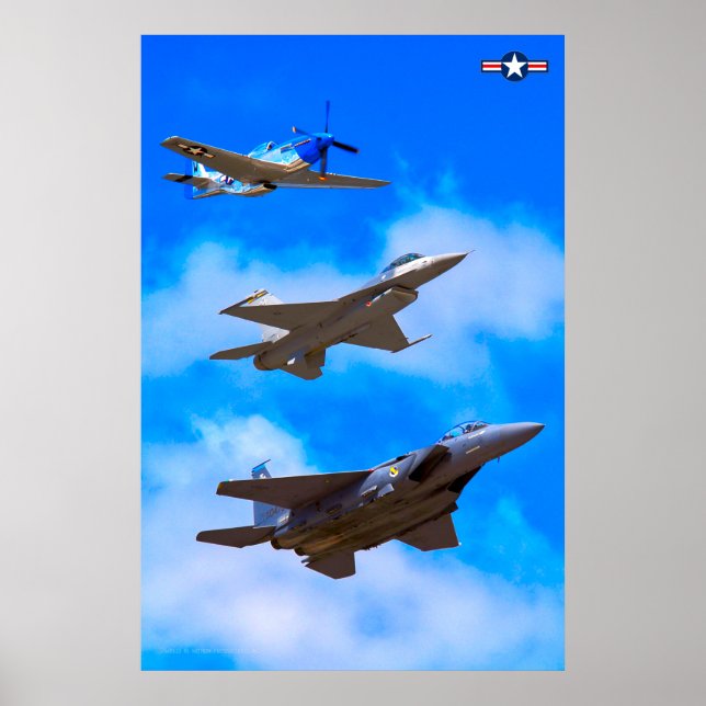 Affiche P-51D, F-16C et F-15E (Devant)