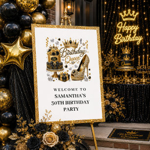 Affiche P Tendance Bienvenue Reine Anniversaire Paillettes