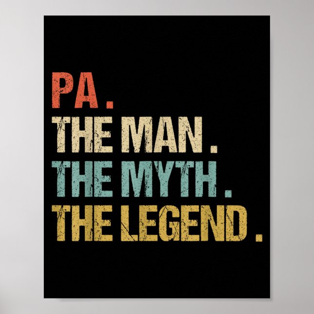 Affiche Pa The Man Myth Legend Shirt Funny Father Dad Chri (Devant)