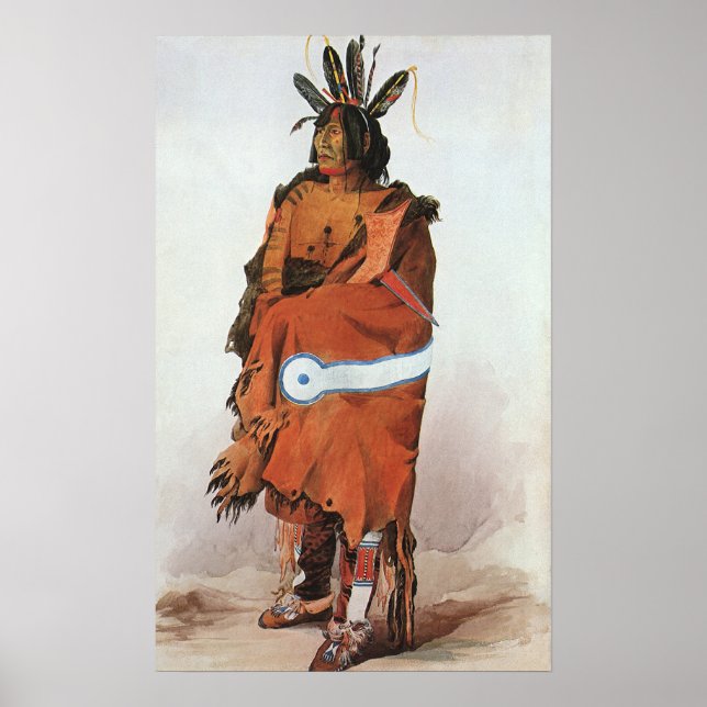 Affiche Pachtuwa-Chta, Arikara Warrior Portrait par Bodmer (Devant)