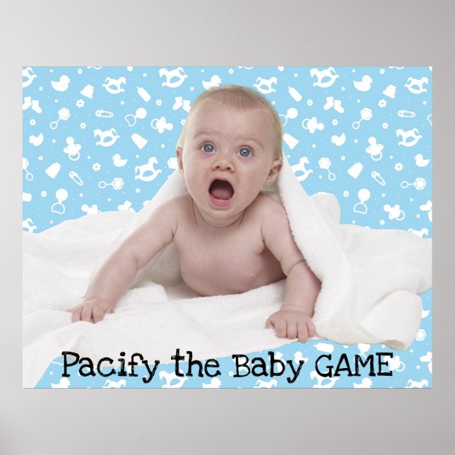 Affiche Pacifier le bébé | Jeu de Baby shower hilarant (Devant)