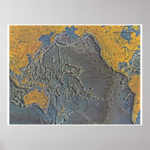 Affiche " Pacifique : 1969/aujourd'hui - Carte des fonds m