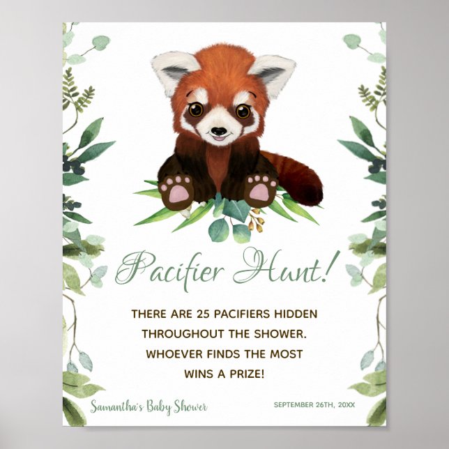 Affiche Pacifique Chasse Jeu Baby shower Signal Panda Roug (Devant)