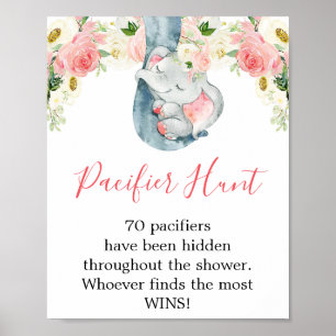 Affiche Pacifique chasse jeu fille baby shower éléphant si
