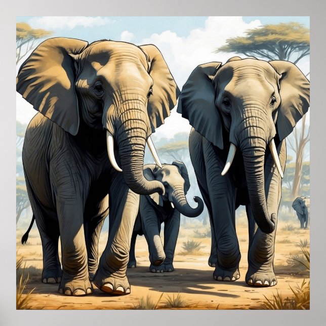 Affiche Pack éléphant unique en nature (Devant)