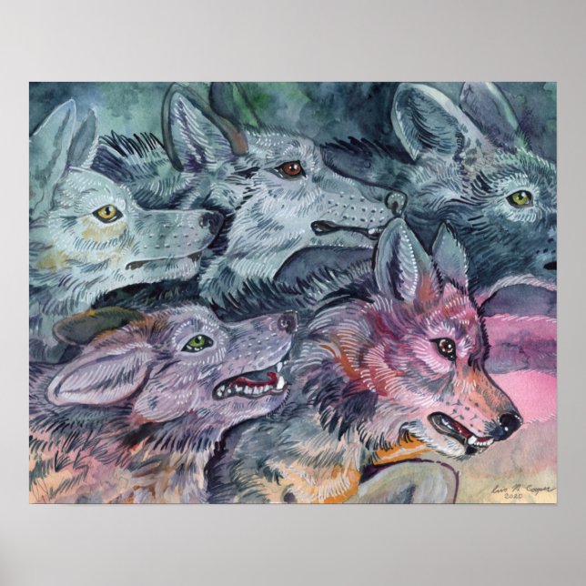 Affiche Pack Wolf aquarelle