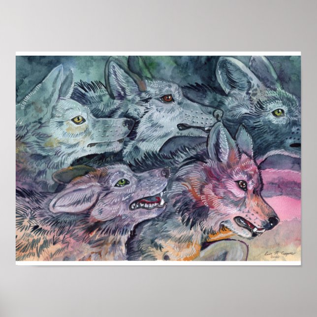 Affiche Pack Wolf aquarelle (Devant)