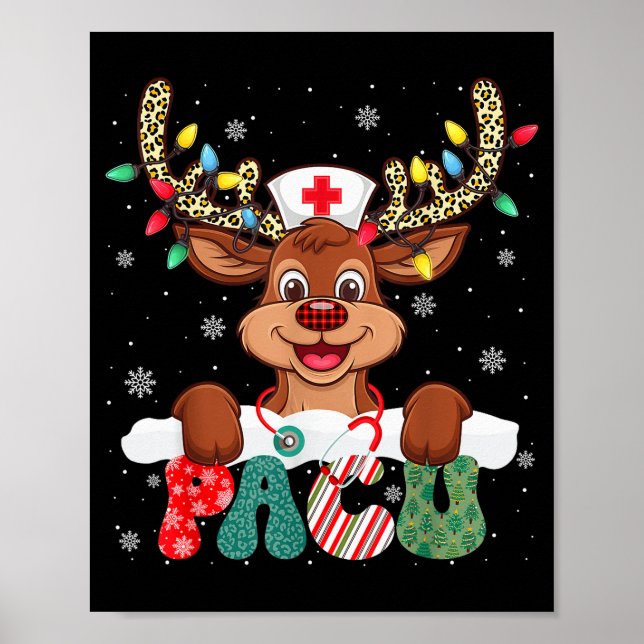 Affiche Pacu Nurse Reindeer Nurse Hat Christmas Light Wome (Devant)