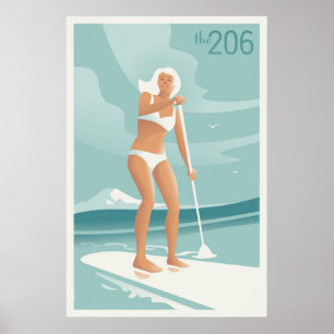 Affiche Paddleboarding le Lac Washington