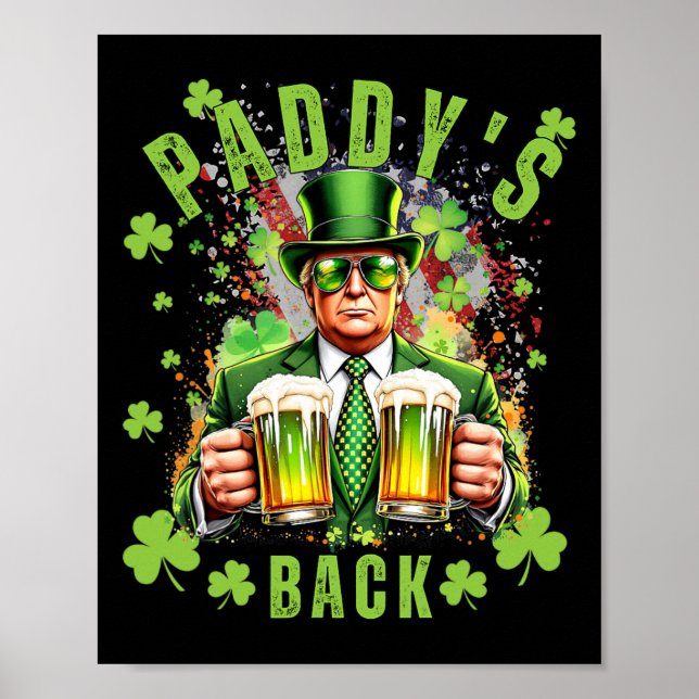 Affiche Paddy's Back Funny Trump Jour de la Saint Patrick  (Devant)