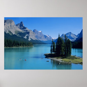 Affiche Pagaie sur le lac Maligne à Spirit Island