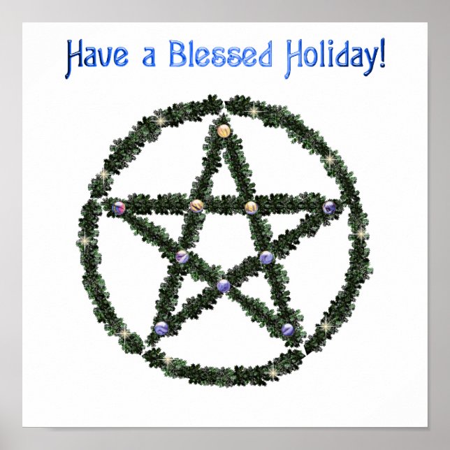 Affiche Pagan Blessé Holiday Yule Wreath Pentacle (Devant)