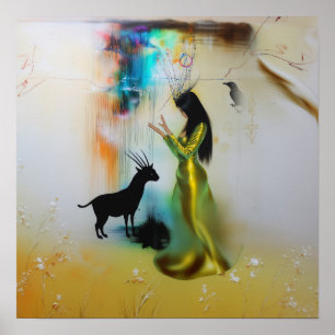 Affiche Pagan Priestess Raven Witchy AI Art Matte Value